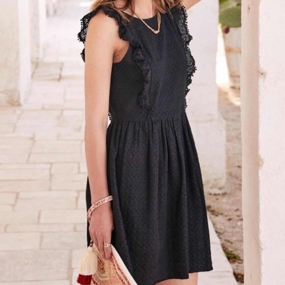 Sezane Calie Navy Lace Ruffle Dress - FR 36 US 4